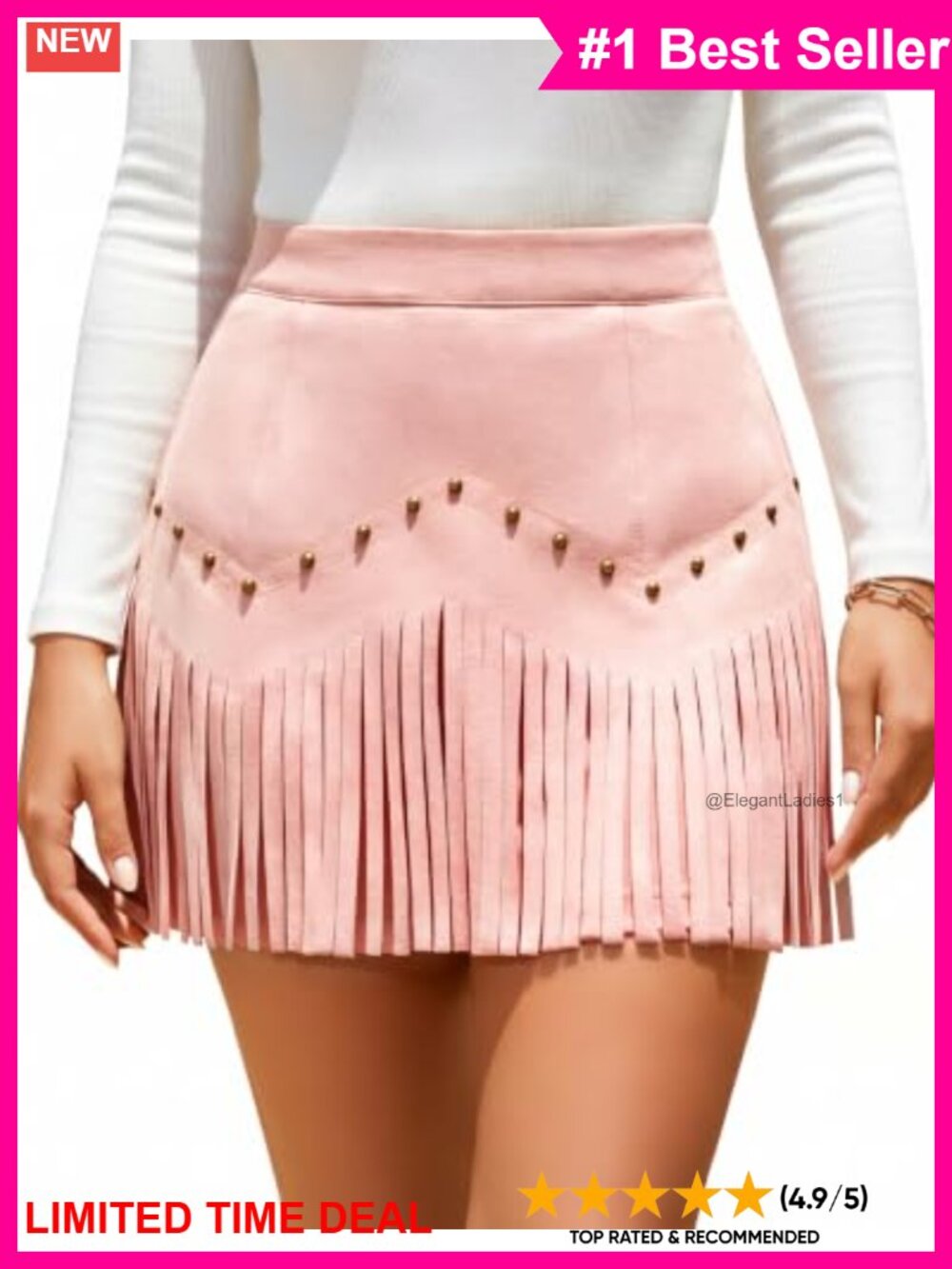 Faux Suede Fringe Mini Skirt High Rise Western Cowgirl Style